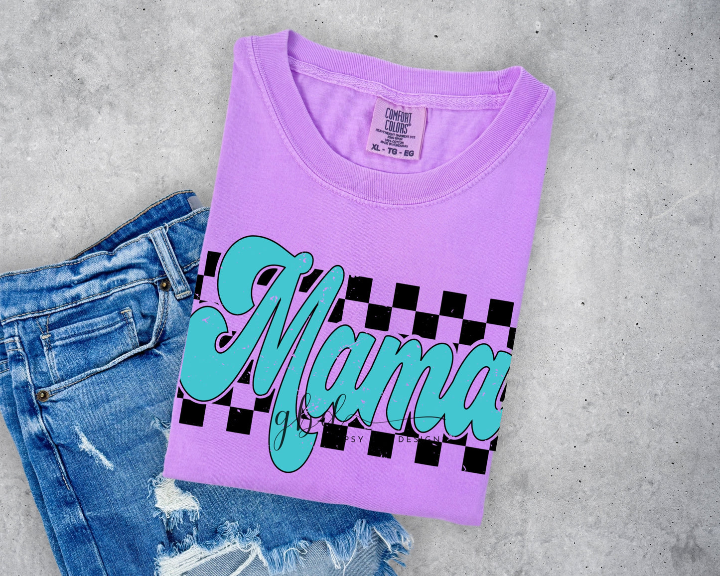 Checkered Mama Neons Tee