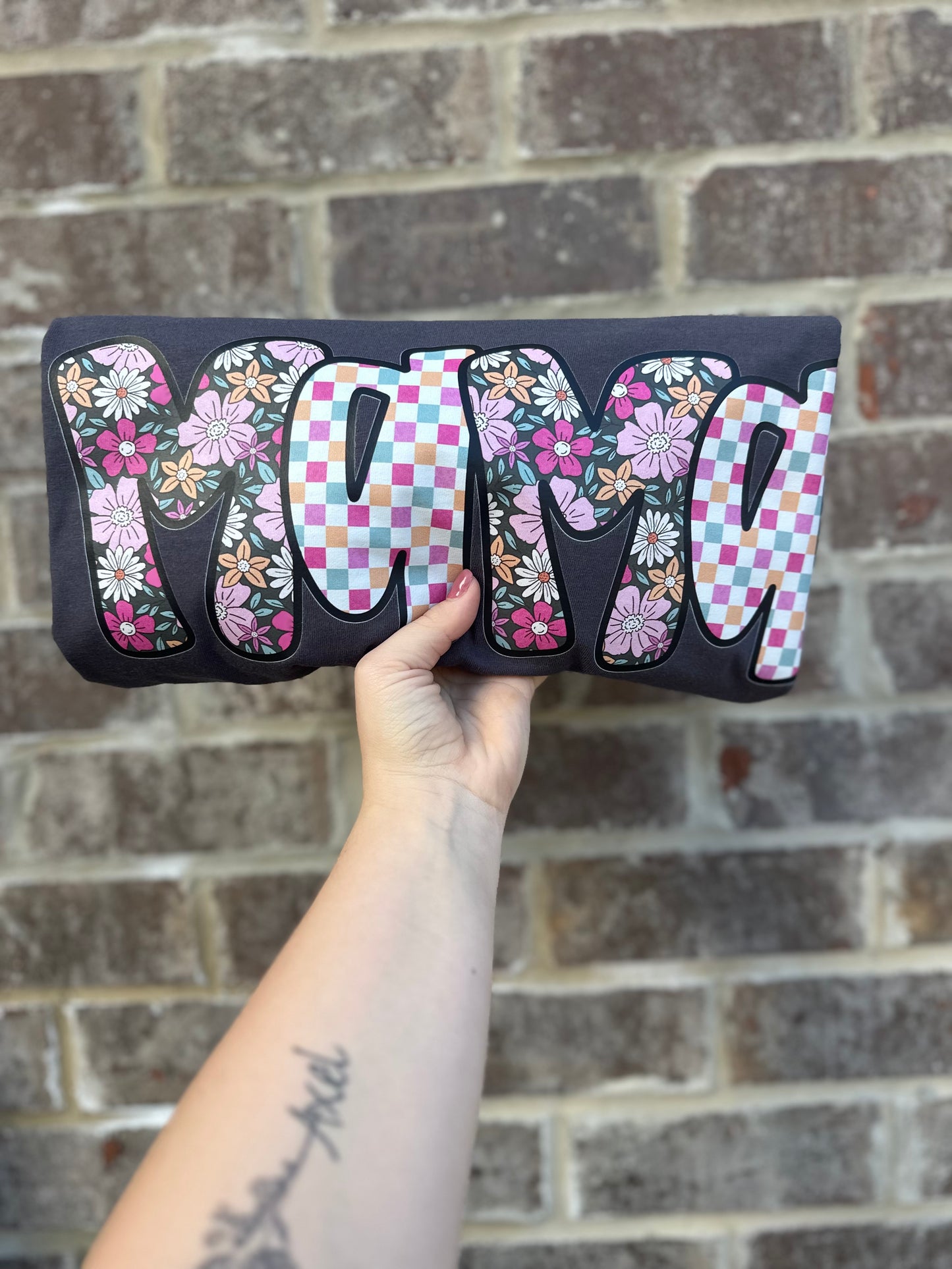Floral & Checkered Mama Tee