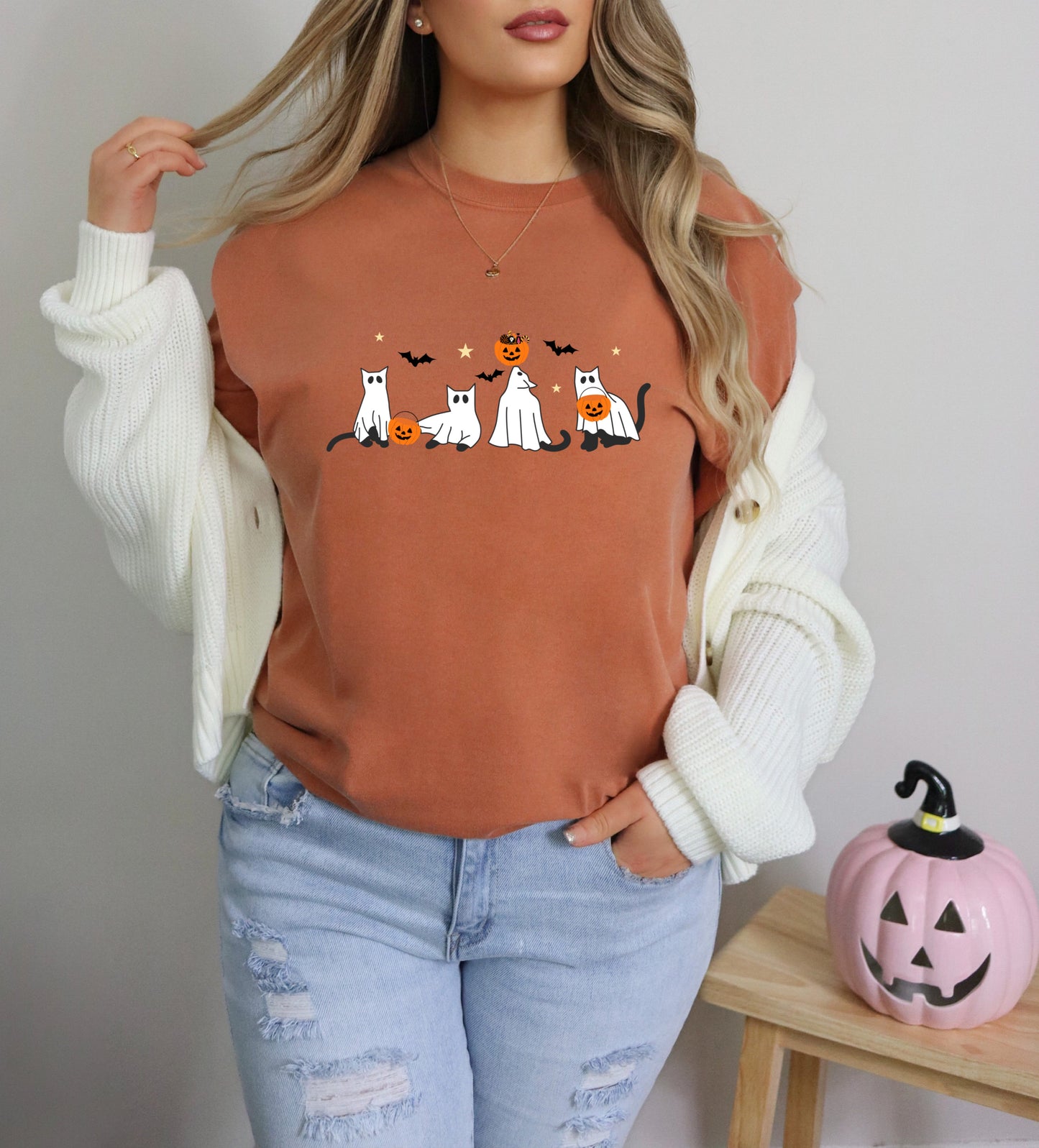 Spooky Ghost Cat Tee
