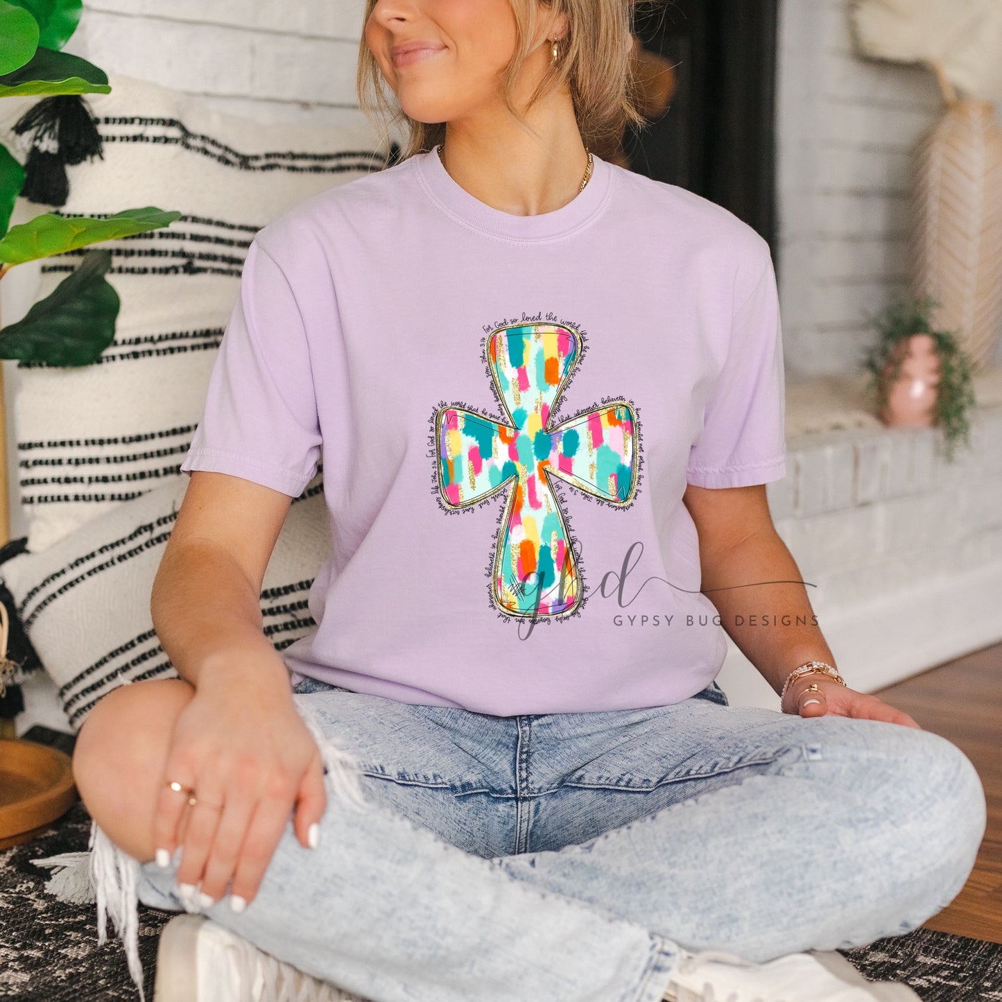 Watercolor Cross Tee