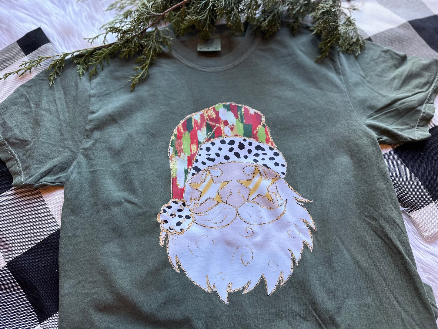 Gold Painted Christmas Santa Tee