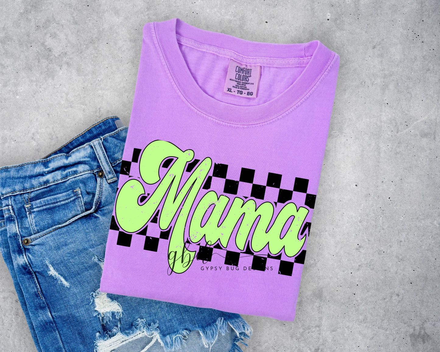 Checkered Mama Neons Tee