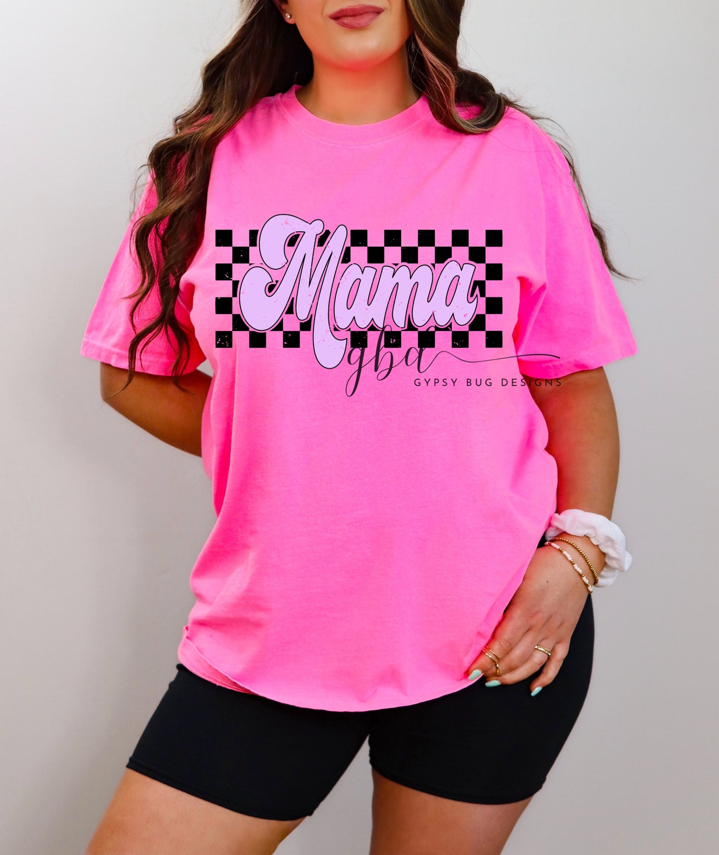 Checkered Mama Neons Tee