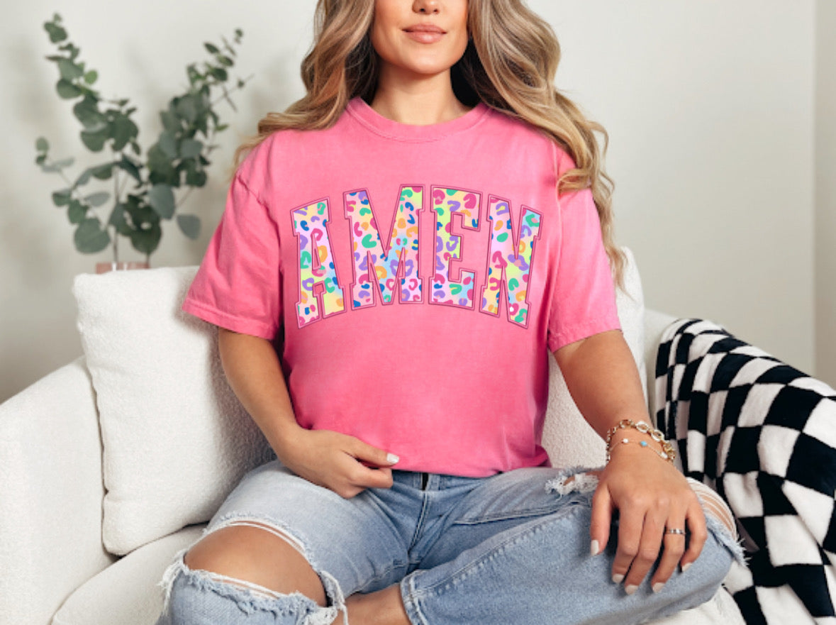 Rainbow Leopard Amen Tee