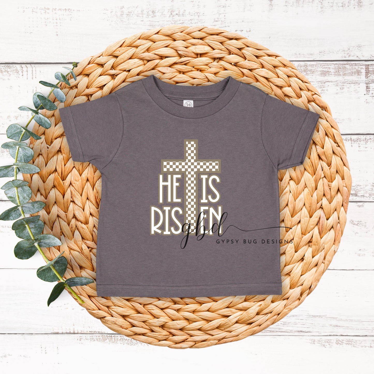 He is Risen Checkered Boy Tee