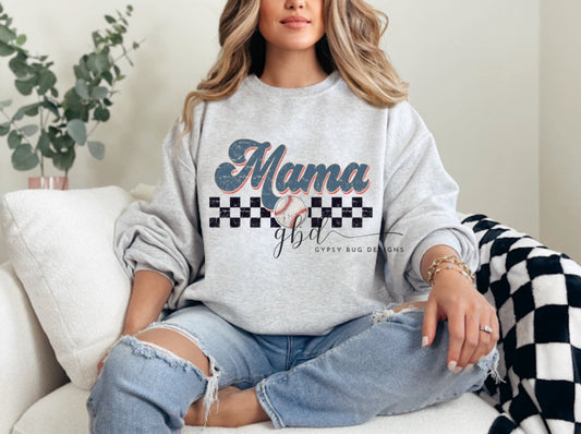 Retro Checkered Baseball Mama