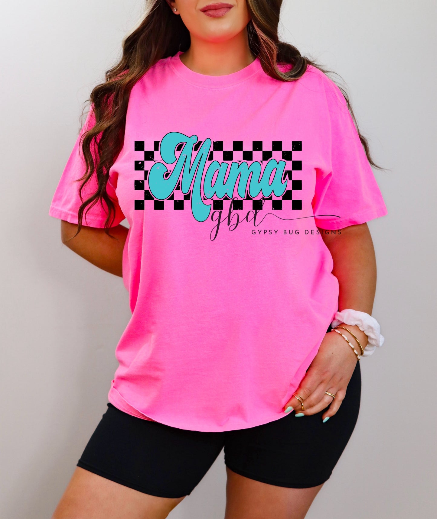 Checkered Mama Neons Tee