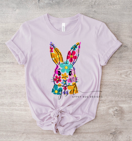 Faux Patchwork Easter Bunny Tee