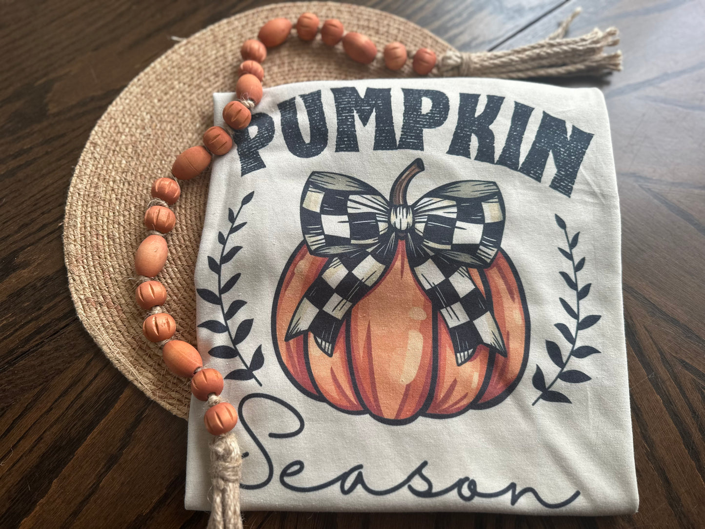 Checkered Bow Pumpkin Season Tee