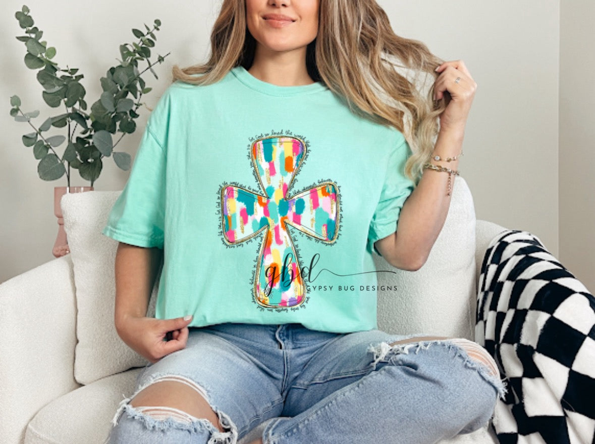 Watercolor Cross Tee