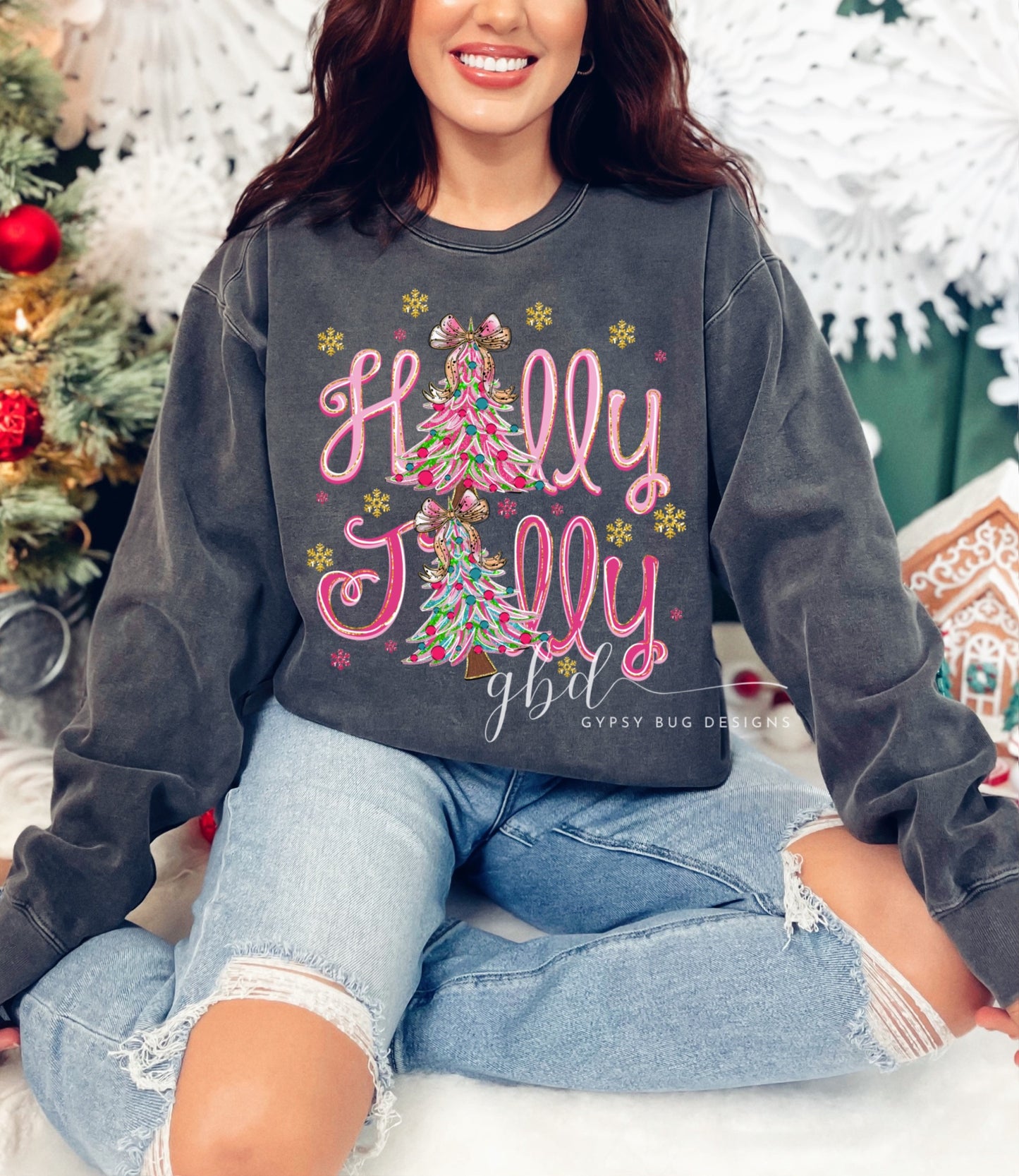 Holly Jolly Pink Christmas Tee