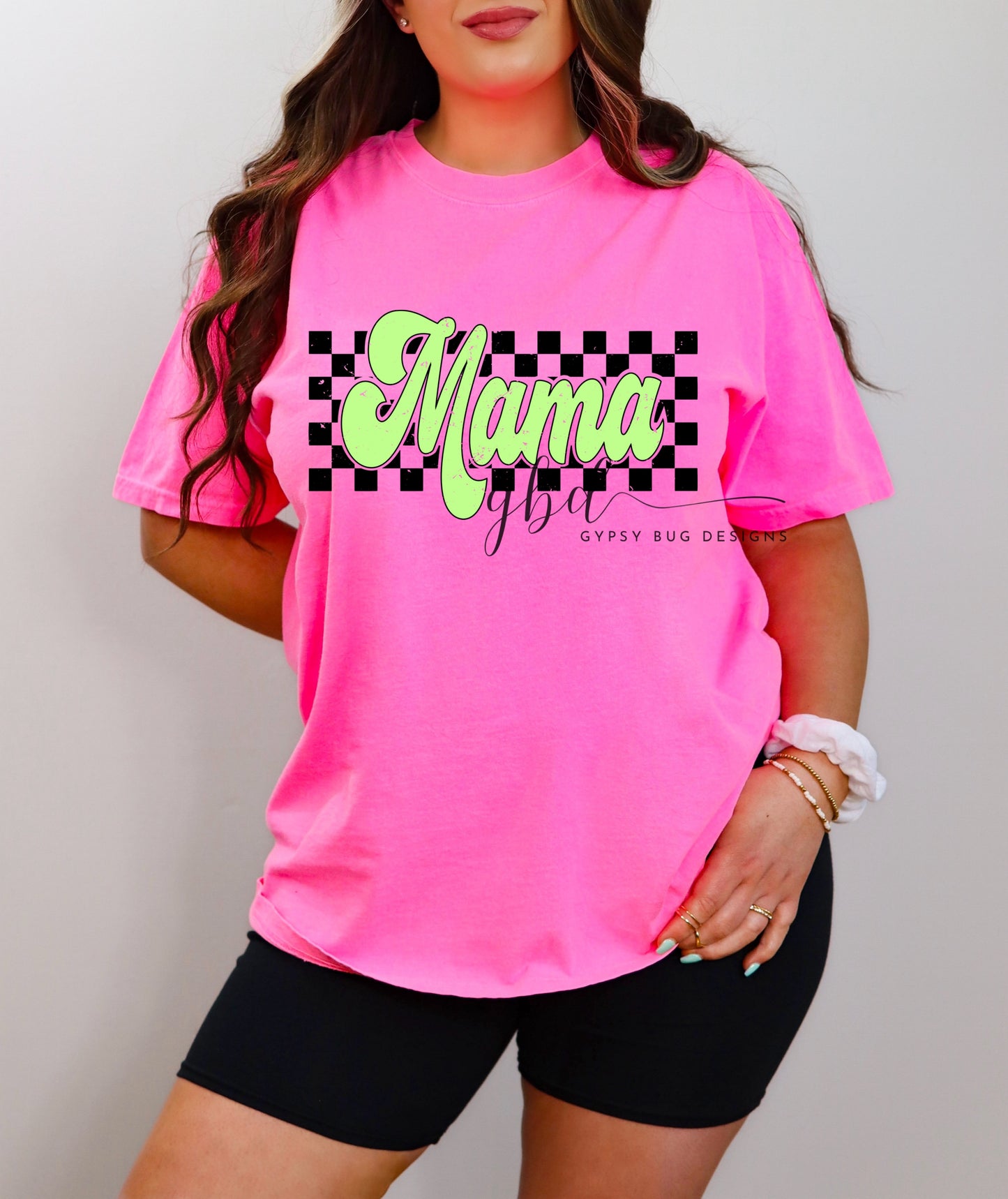 Checkered Mama Neons Tee