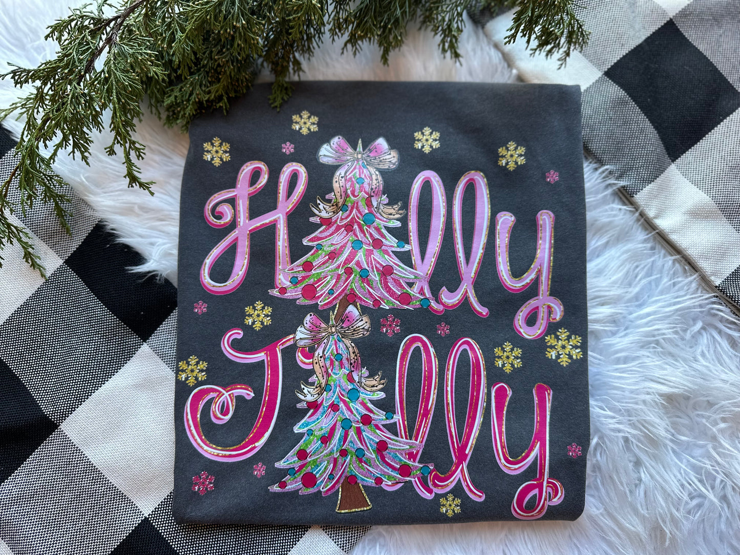 Holly Jolly Pink Christmas Tee