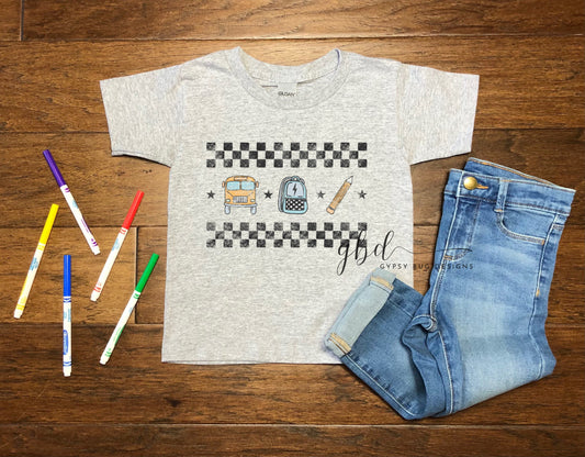 Boys Retro Checkered School Tee