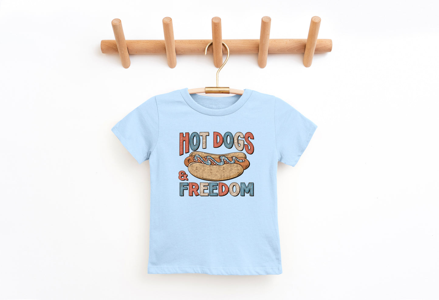 Hot Dogs and Freedom Patriotic Tee