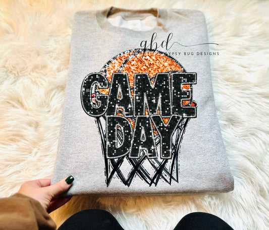 Game Day Basketball Faux Sequin