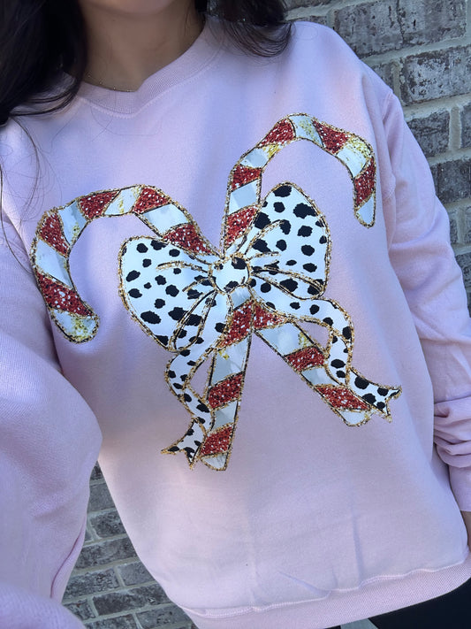 Coquette Gold Glitter Candy Cane Tee