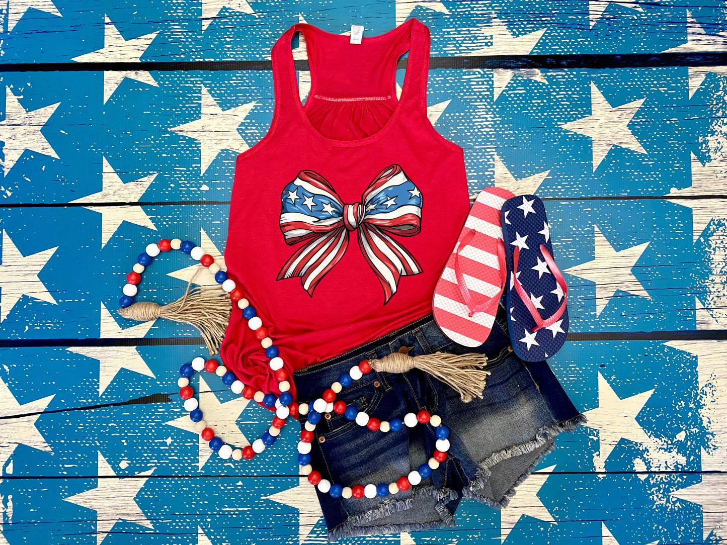 Patriotic Coquette Bow Tank