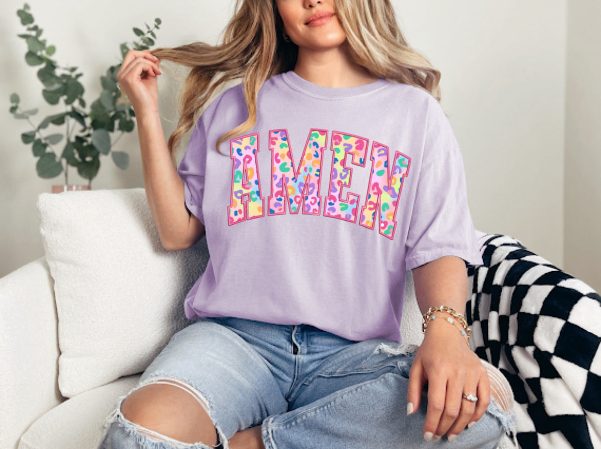 Rainbow Leopard Amen Tee