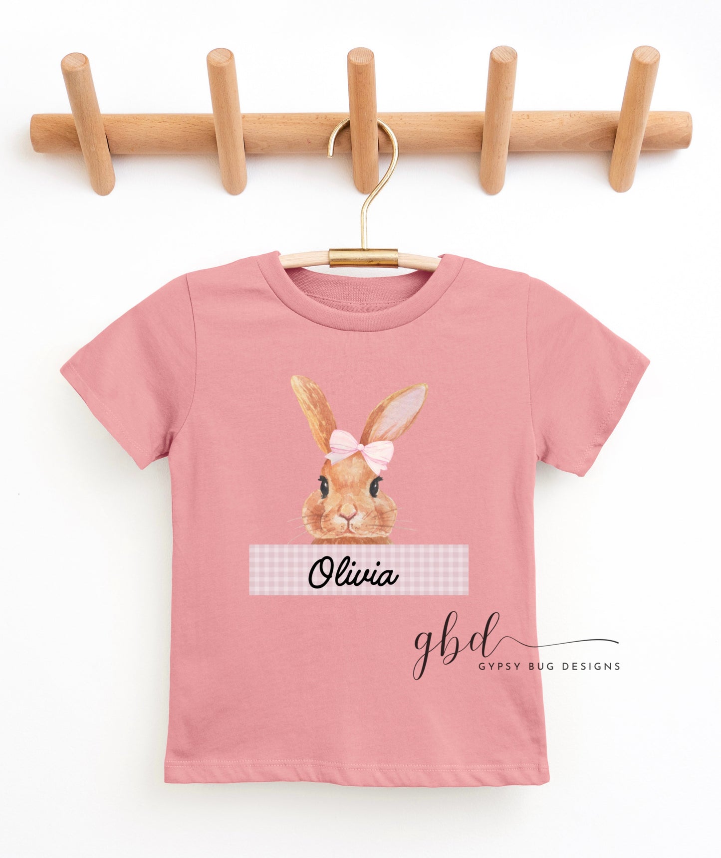 Girl Gingham Bunny Easter Tee